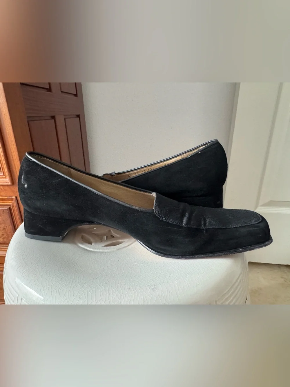 Salvatore Ferragamo Black Suede Slip-On Loafers (9AA)